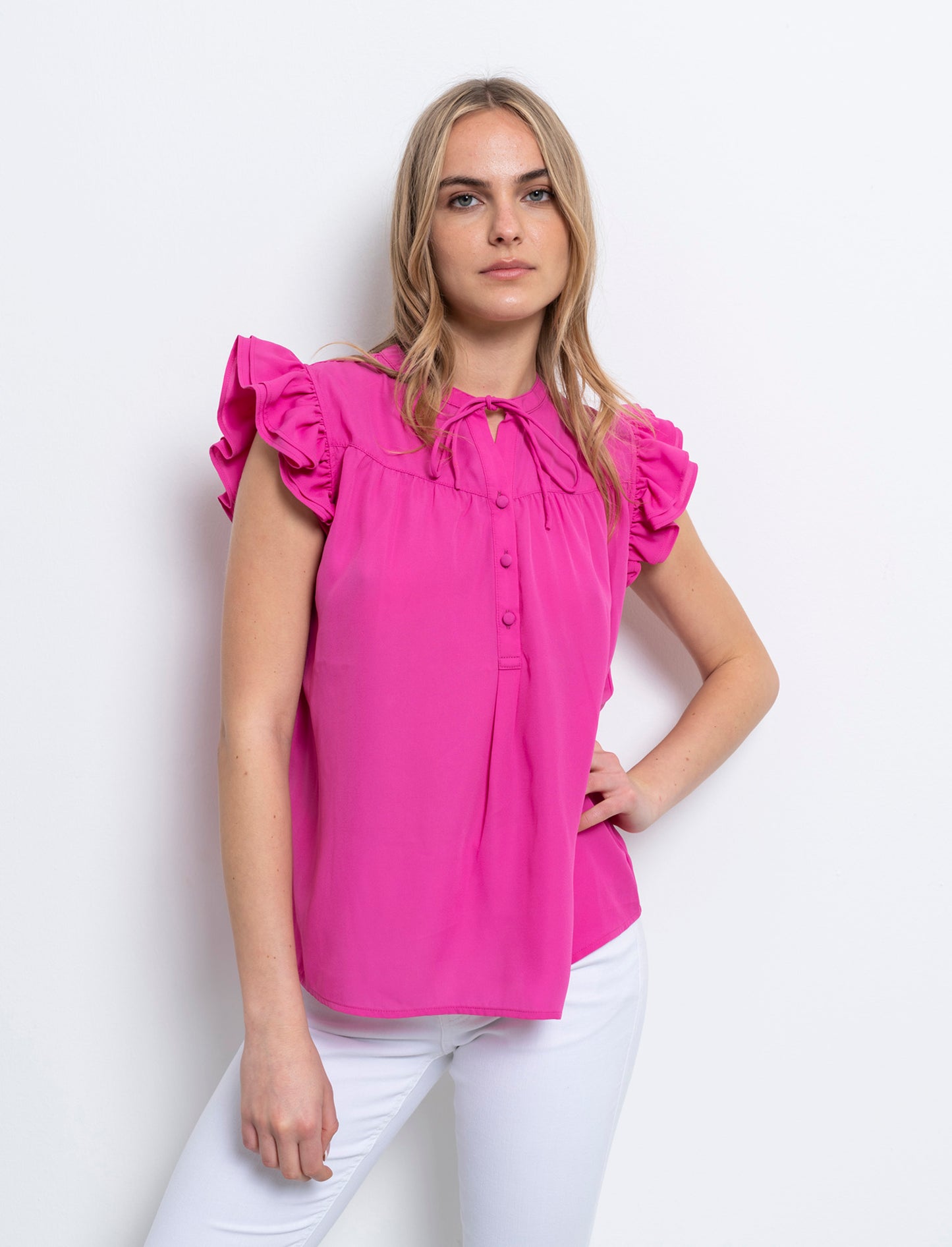 Woman's sleeveless cardigan - Fuxia