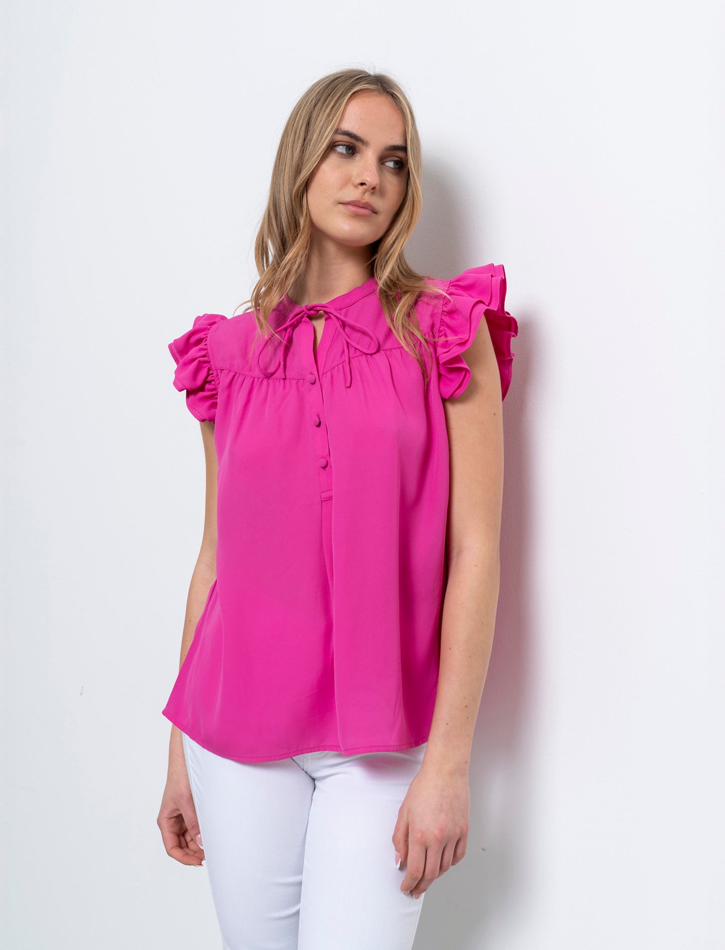 Woman's sleeveless cardigan - Fuxia