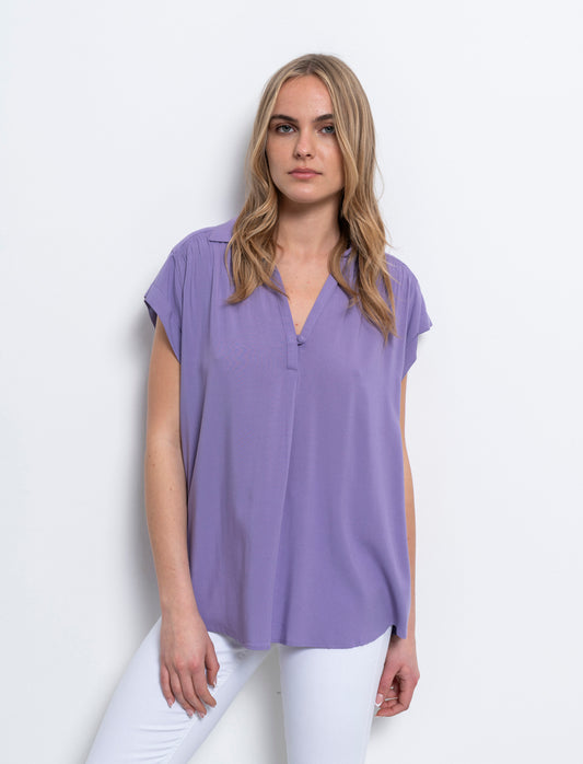 Casacca mezzamanica con scollo a V da donna - Lilla pervinca