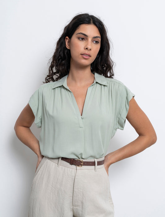 Casacca mezzamanica con scollo a V da donna - Verdino