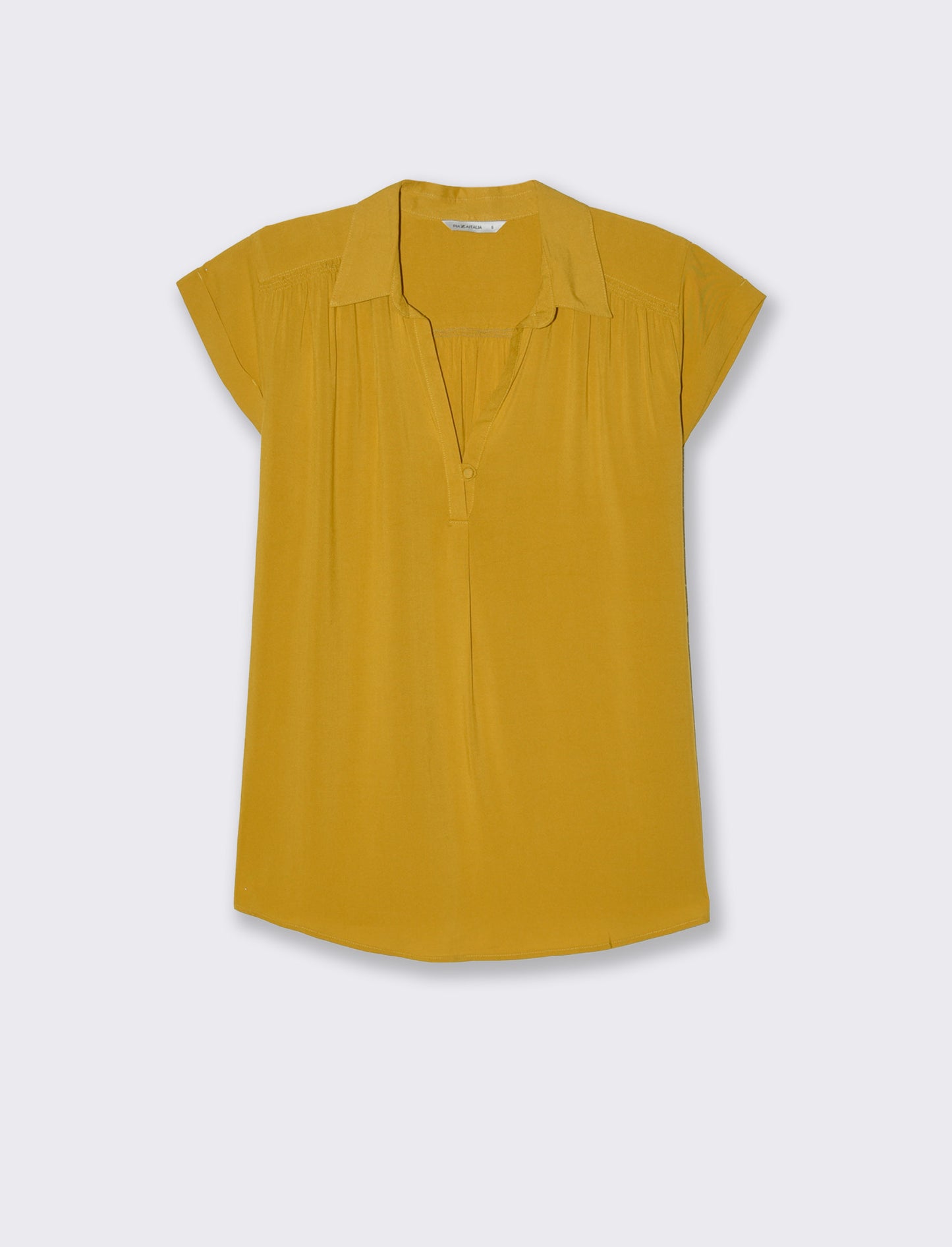 Casacca mezzamanica con scollo a V da donna - Senape