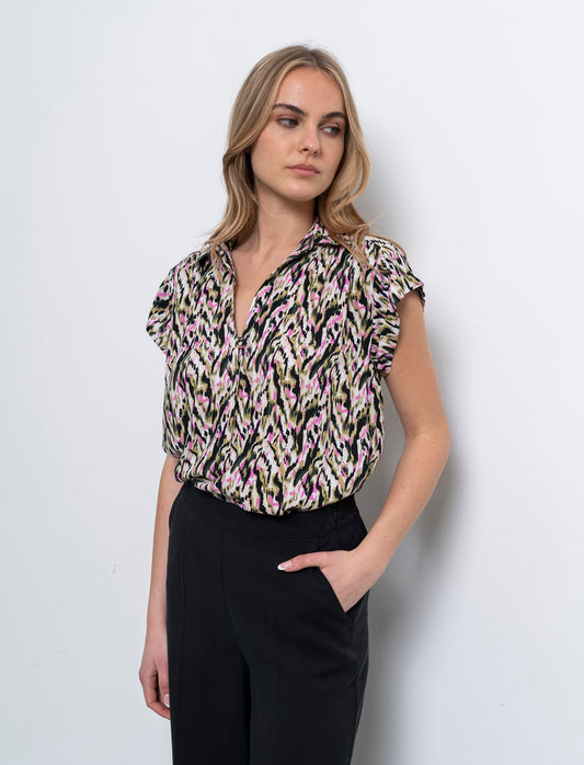 Woman's v-neck cascading top - 