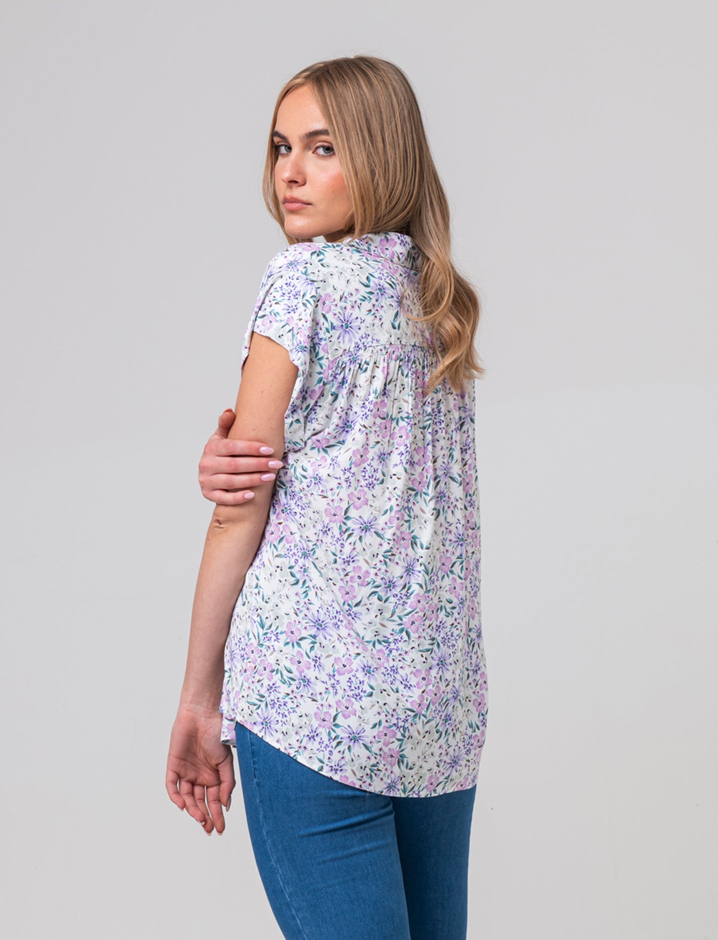 Woman's v-neck cascading top - 