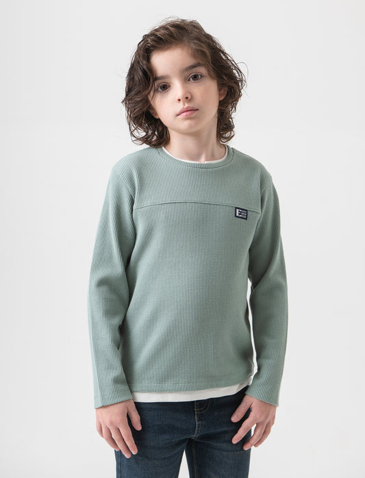 Maglia girocollo da bambino - Verde salvia
