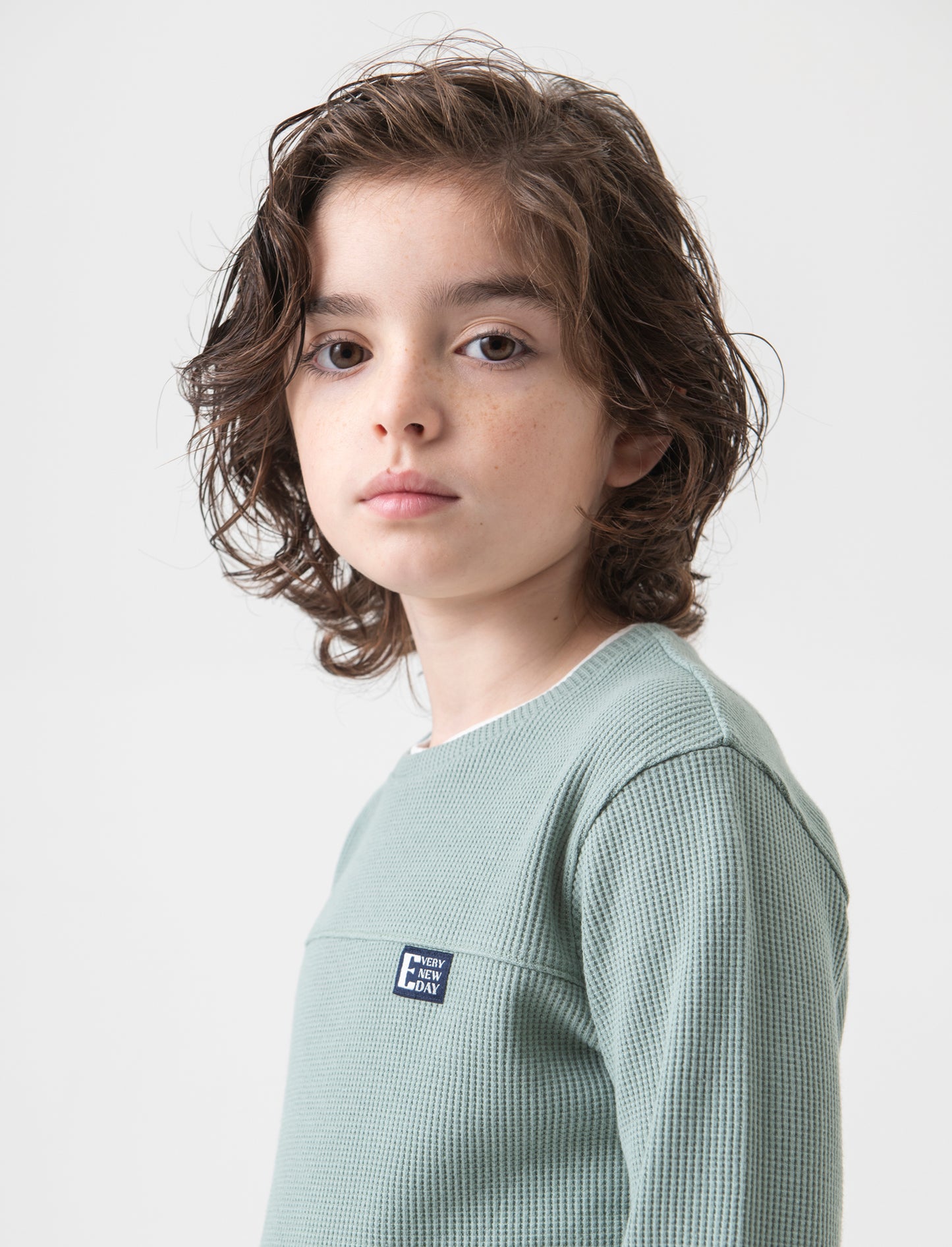 Maglia girocollo da bambino - Verde salvia