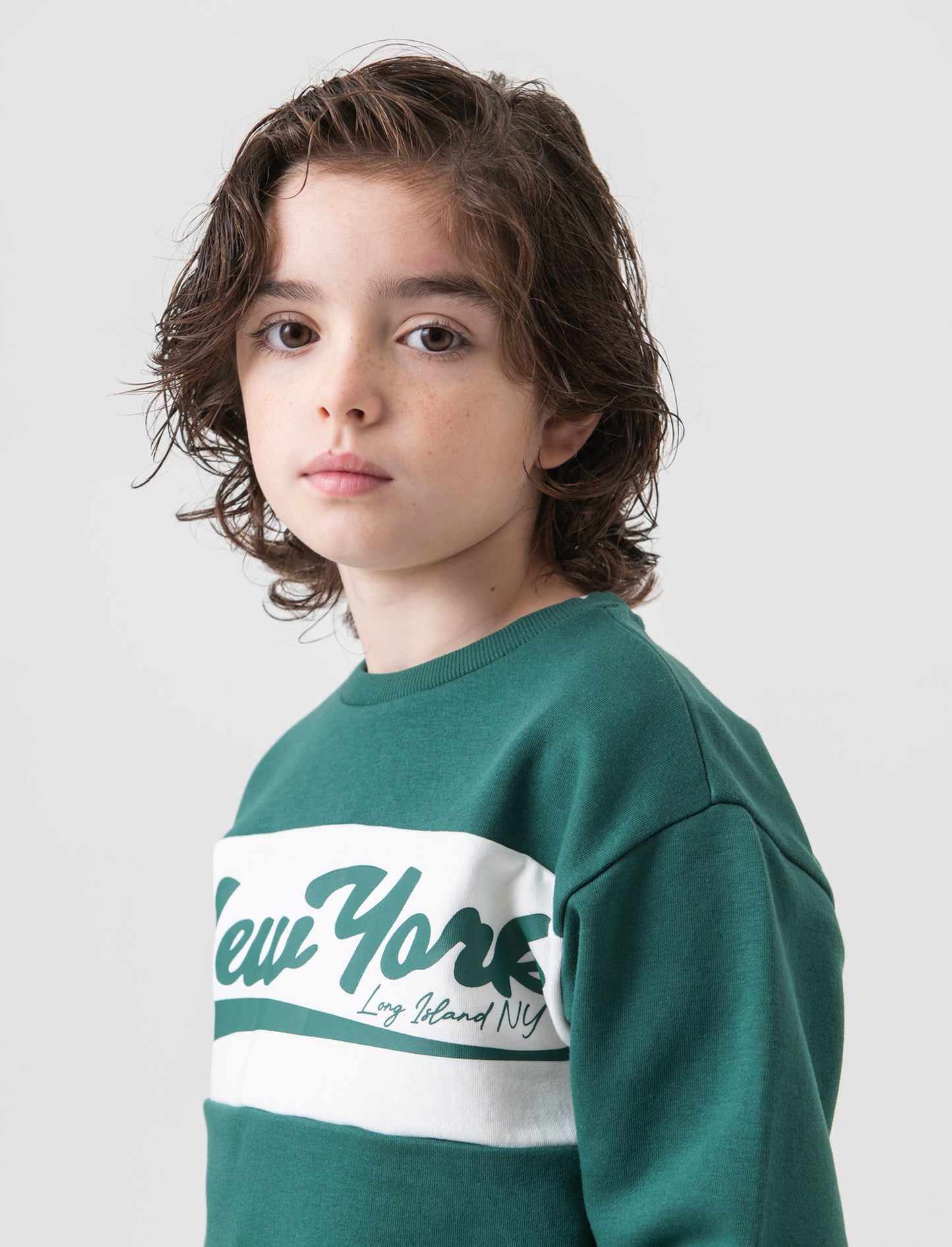 Felpa girocolo in cotone da bambino - Verde