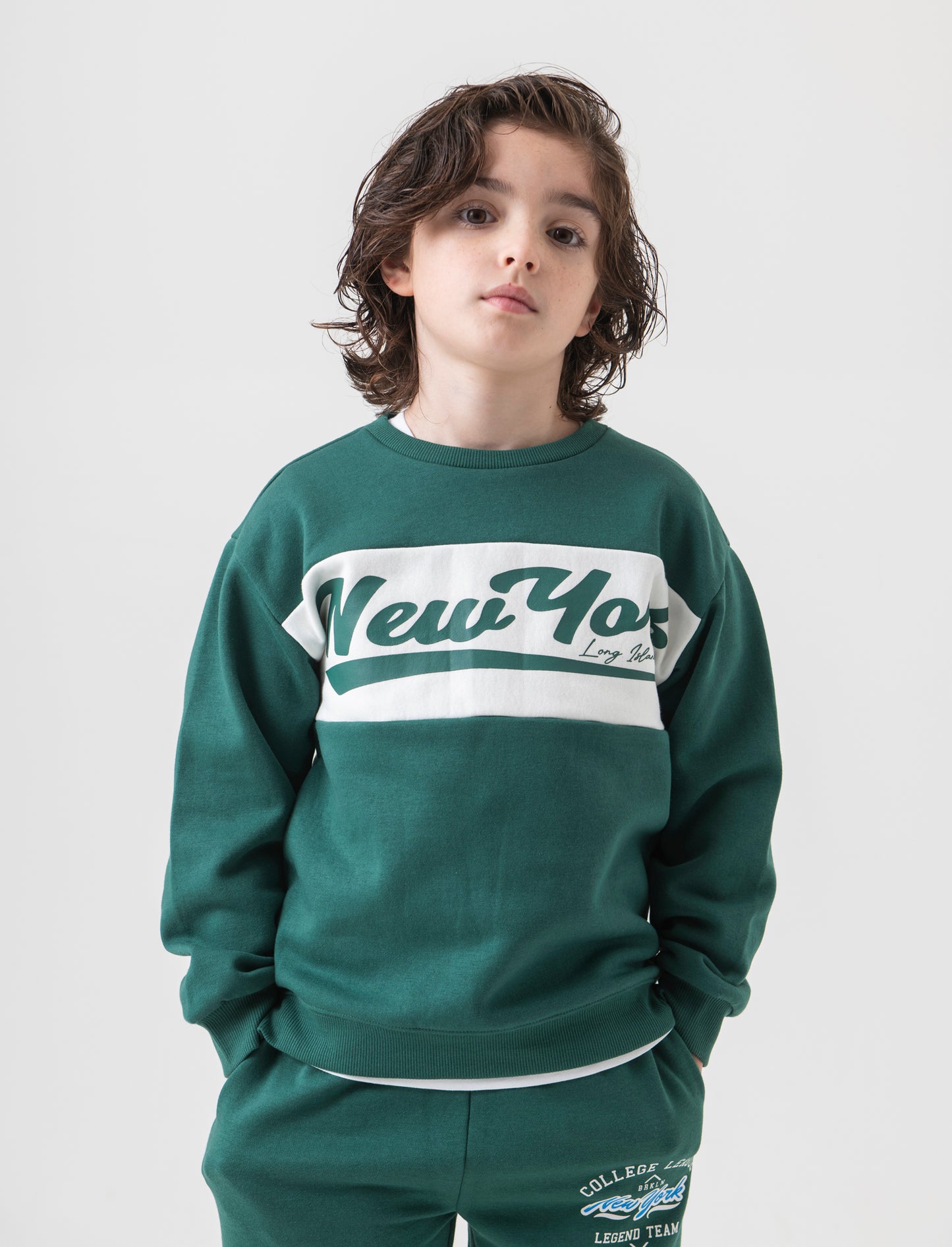 Felpa girocolo in cotone da bambino - Verde