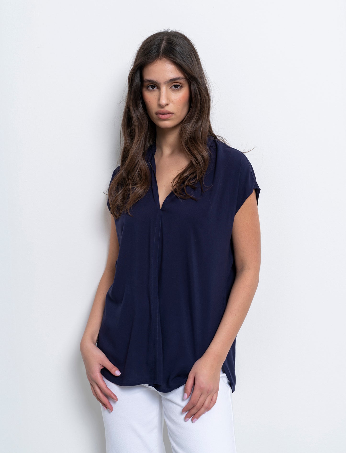 Casacca con scollo a v da donna - Blu