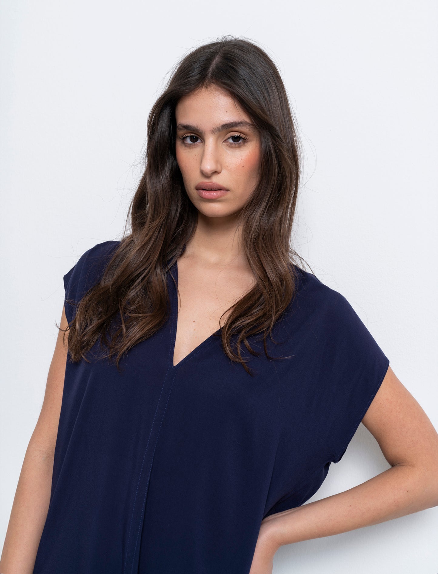 Casacca con scollo a v da donna - Blu