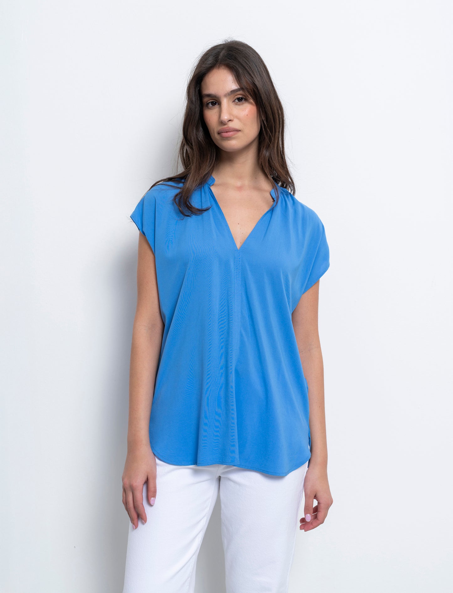 Casacca con scollo a v da donna - Bluette