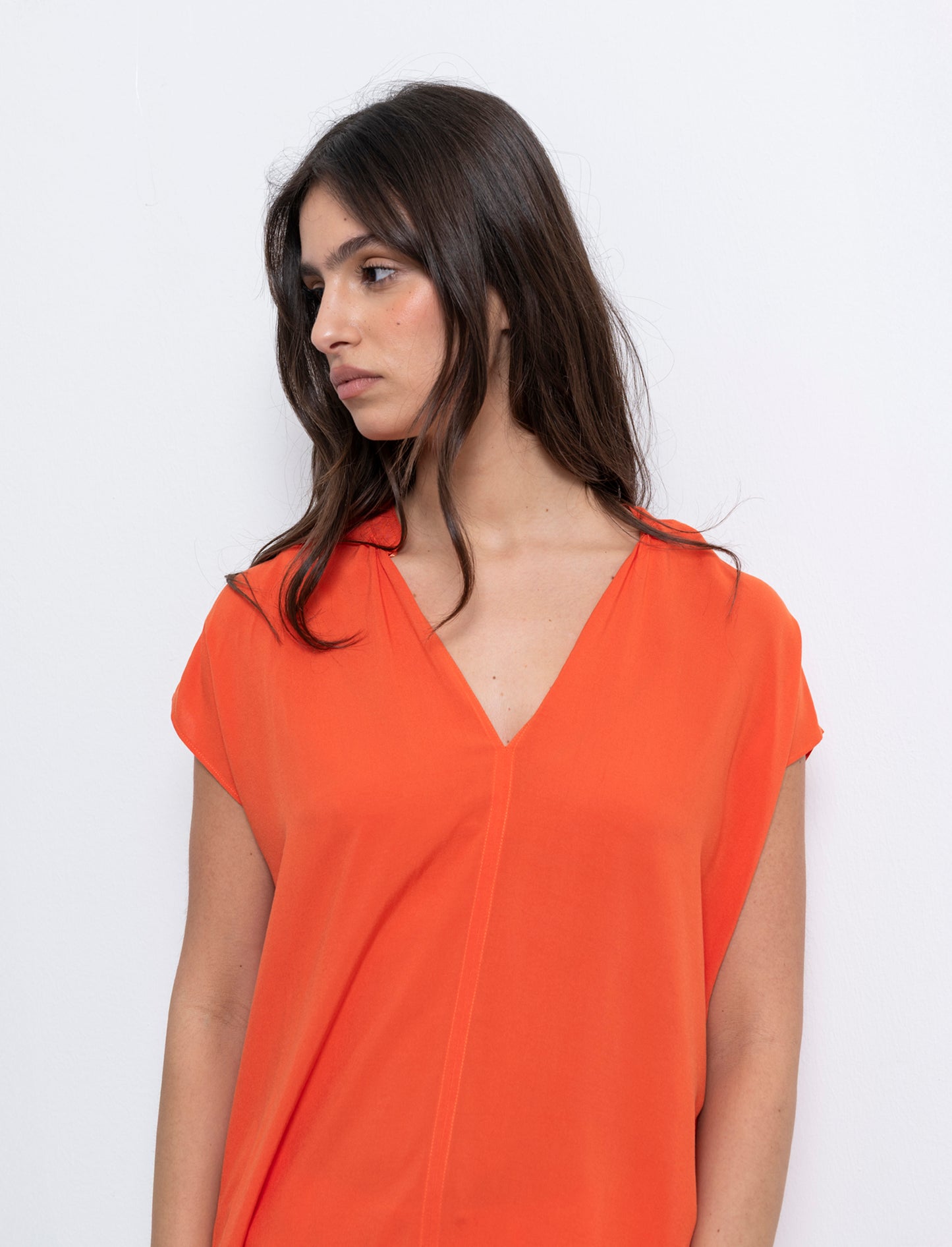Casacca con scollo a v da donna - Arancio