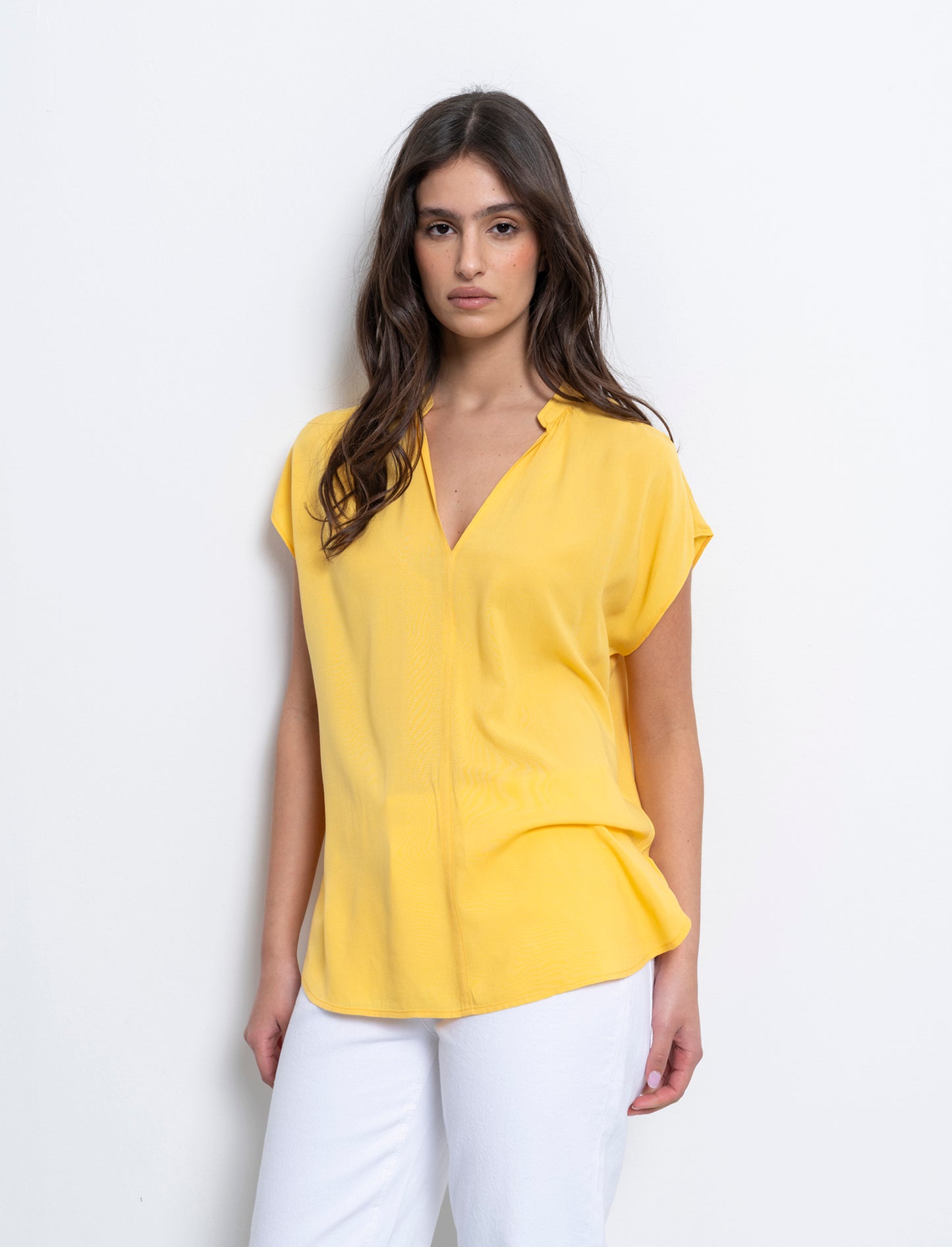 Casacca con scollo a v da donna - Giallo