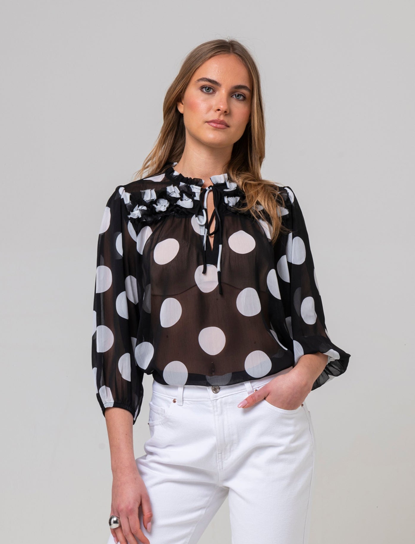 Blusa con ruches da donna - var 1