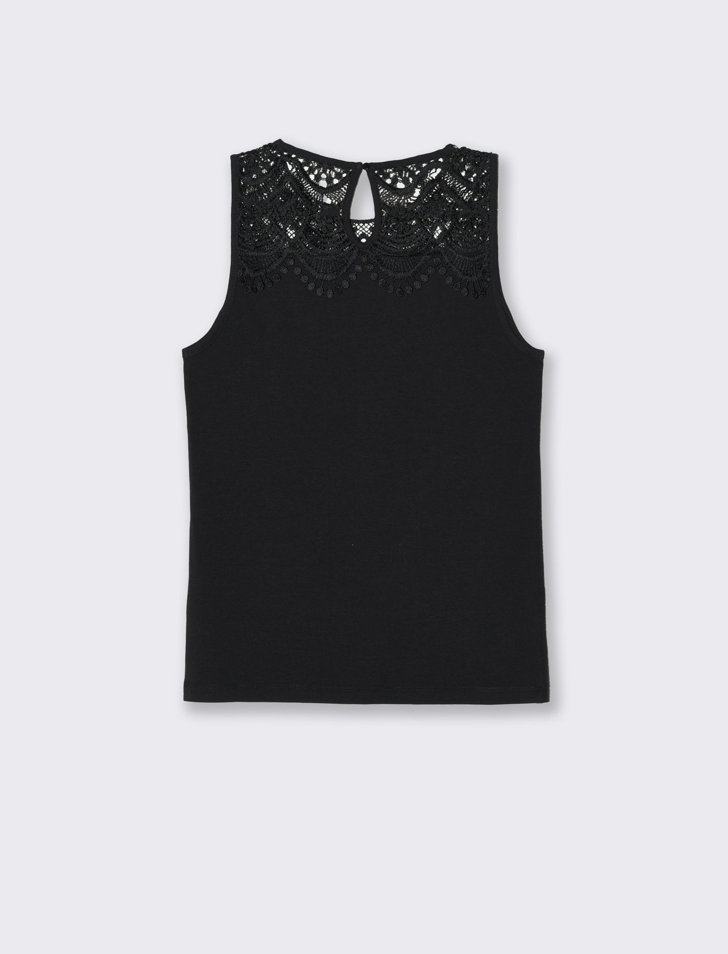 Top con pizzo da donna - Nero