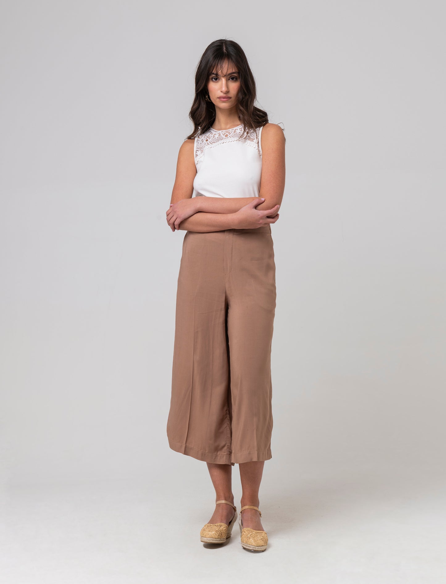 Top con pizzo da donna - Avorio