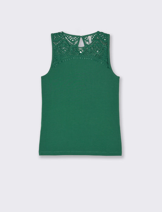 Top con pizzo da donna - Verde