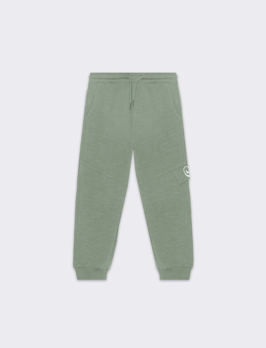 Jogger in felpa fiammata da bambino - Verde salvia