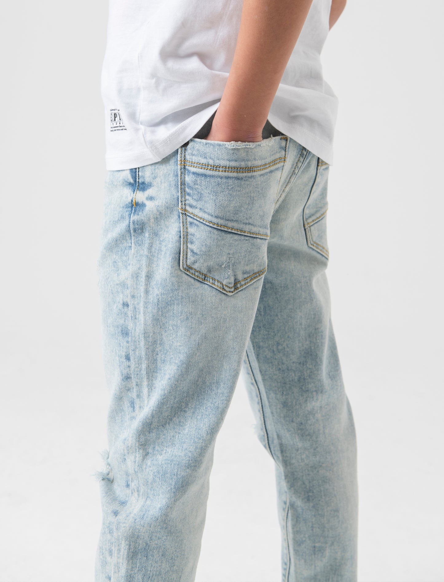 Denim 5 tasche con rotture da bambino - Denim chiaro