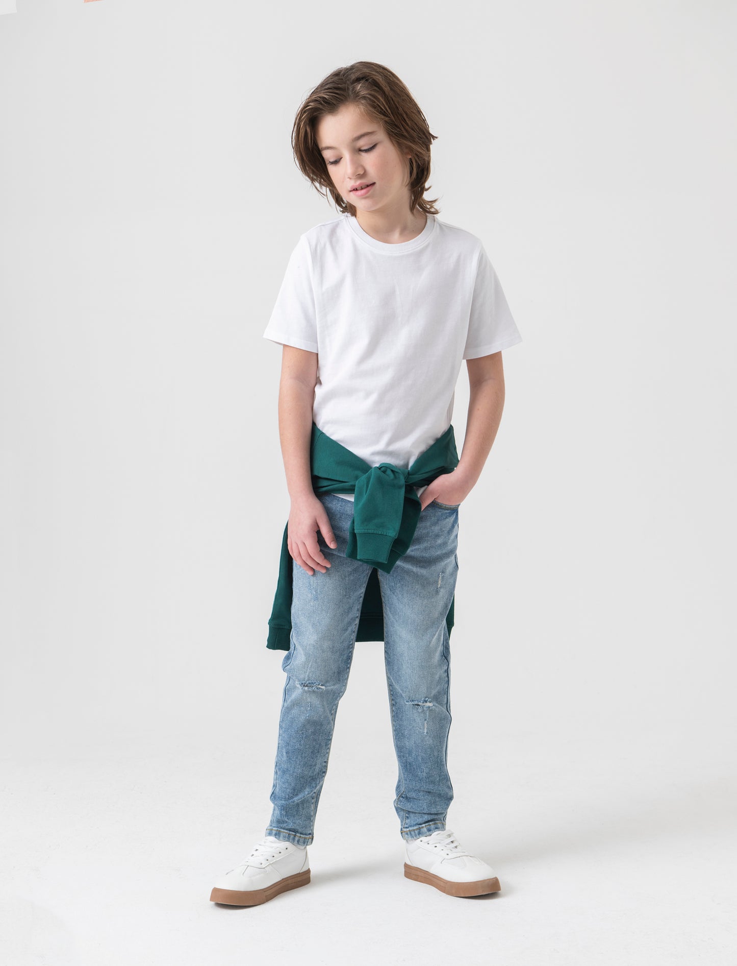Denim 5 tasche con rotture da bambino - Denim