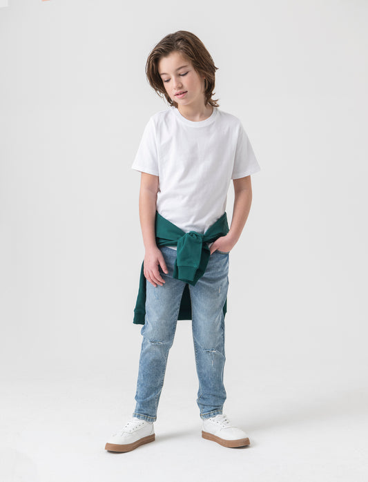 Denim 5 tasche con rotture da bambino - Denim