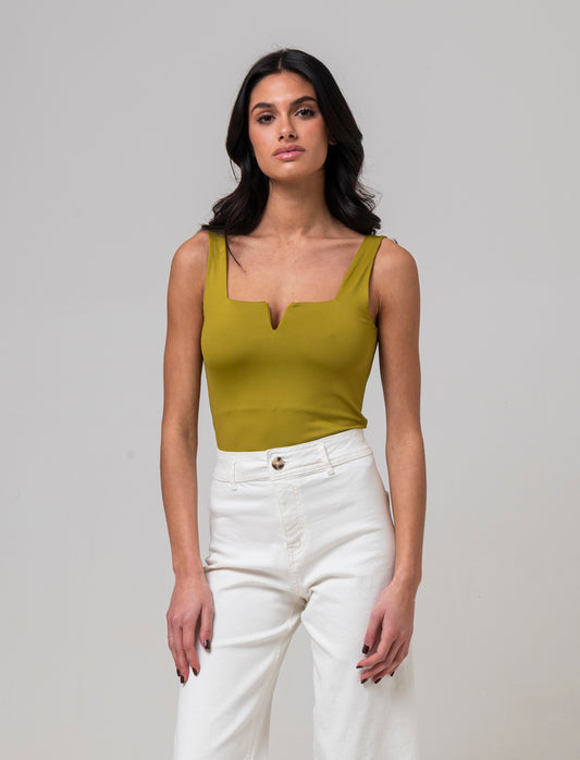 Top con spallina larga da donna - Verde pistacchio