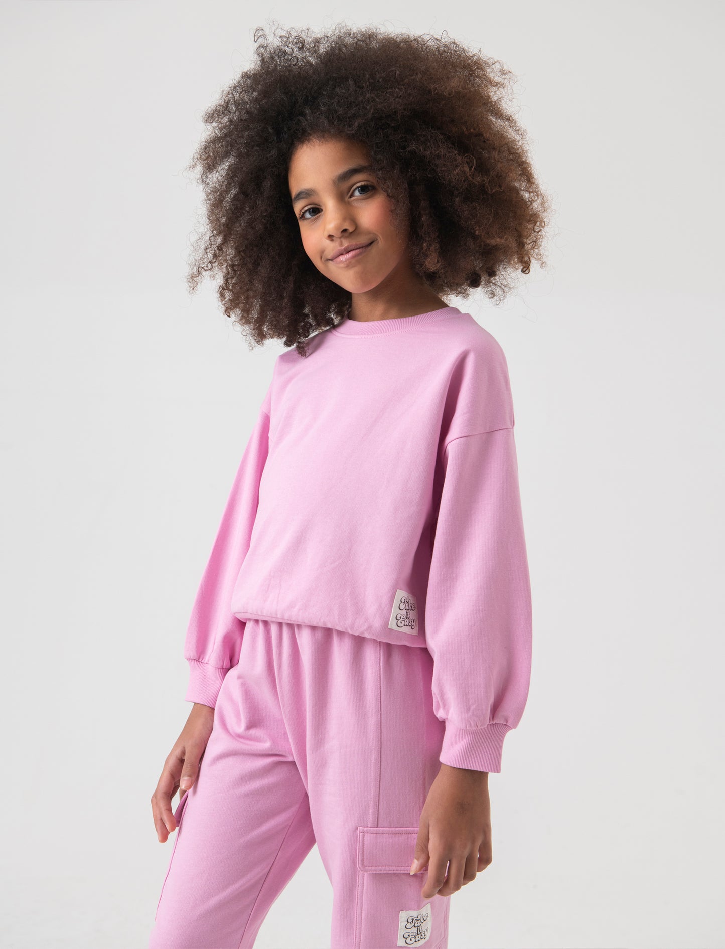 Felpa girocollo da bambina - Rosa