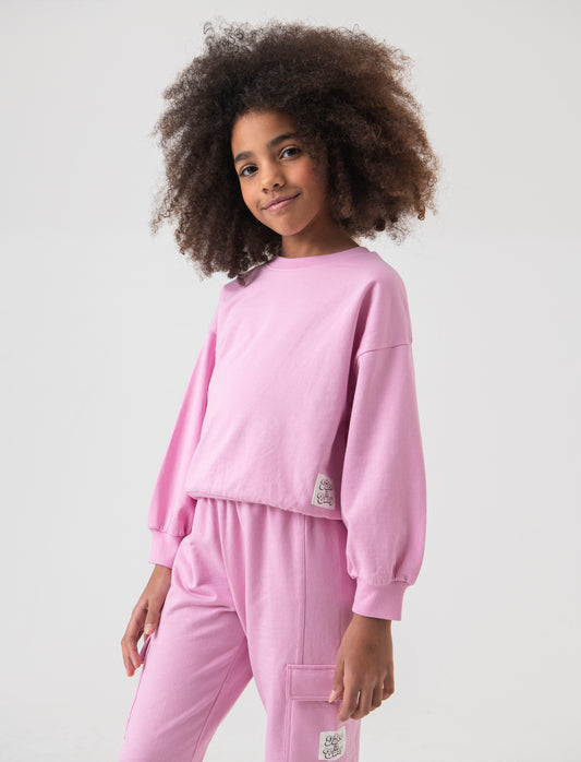 Felpa girocollo da bambina - Rosa