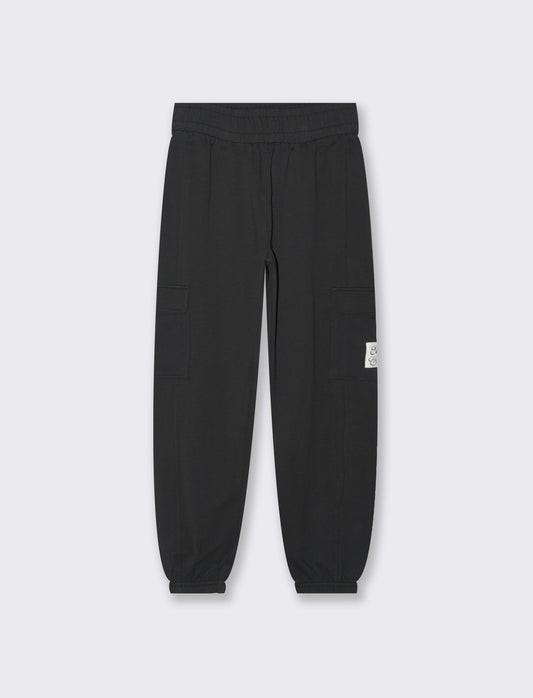 Jogger con tasconi in french terry da bambina - Nero