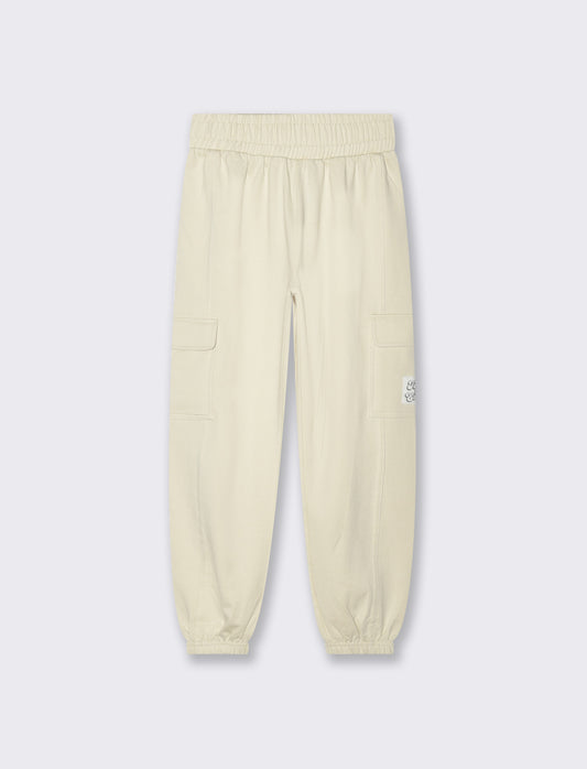 Jogger con tasconi in french terry da bambina - Beige