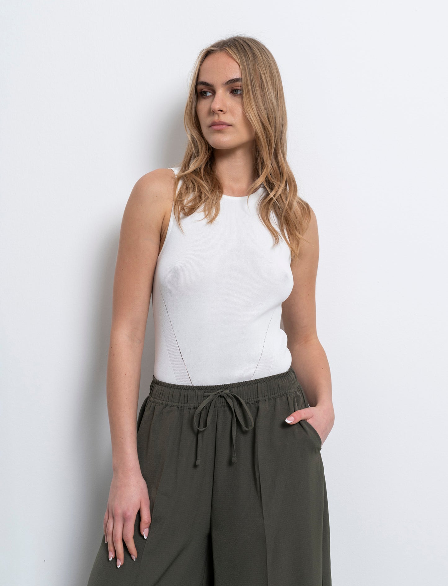 Top in maglia da donna - Bianco latte