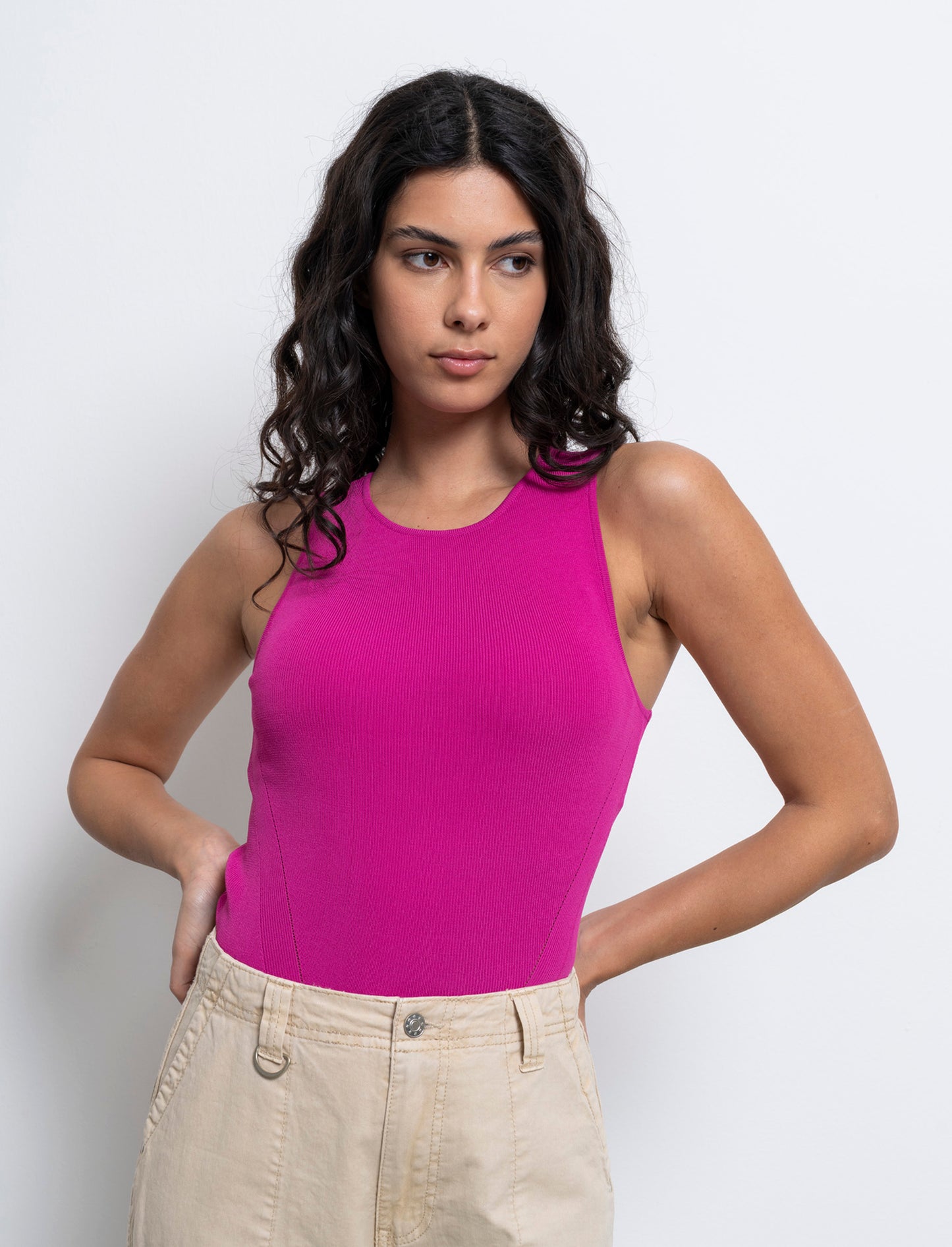 Top in maglia da donna - Fuxia