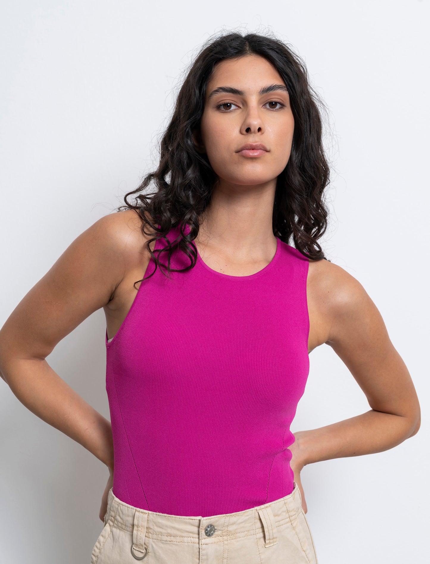 Top in maglia da donna - Fuxia