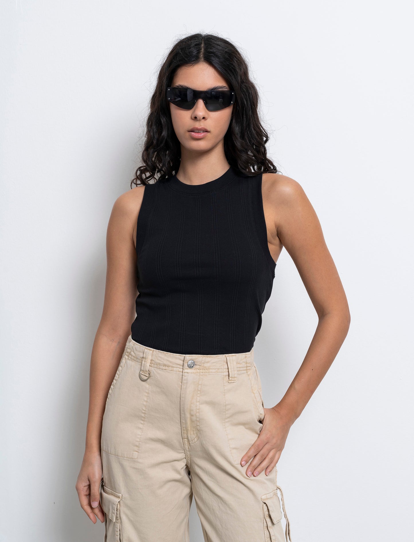 Top in maglia da donna - Nero