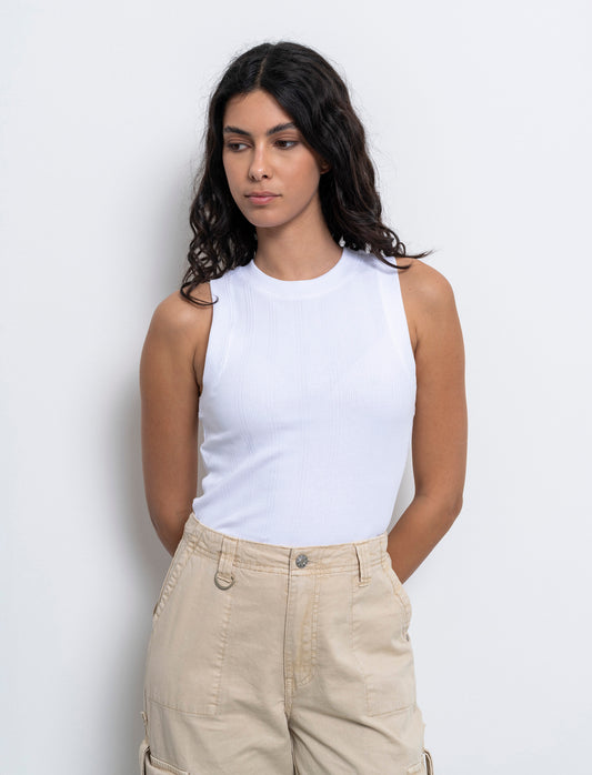 Top in maglia da donna - Bianco