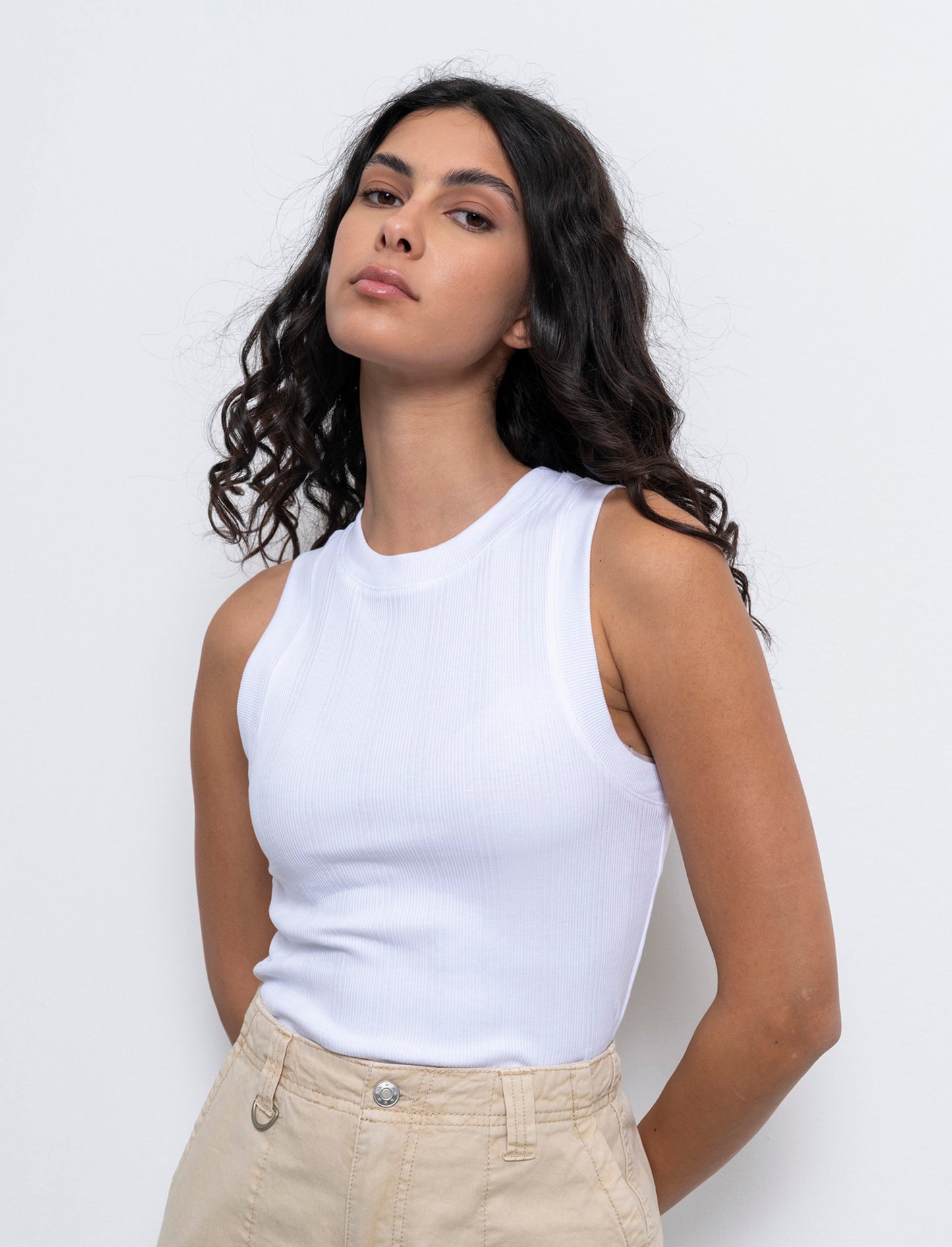 Top in maglia da donna - Bianco