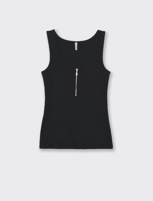 Top con zip da donna - Nero