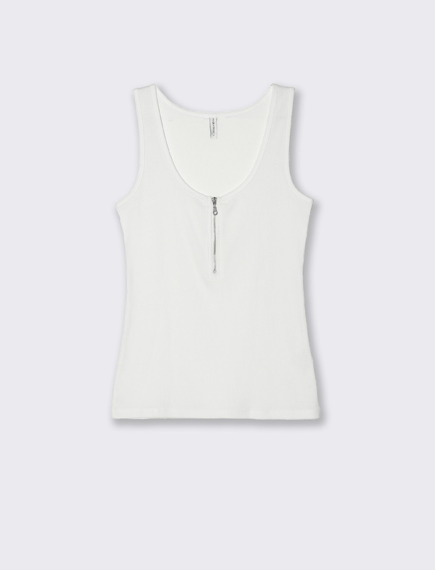 Top con zip da donna - Bianco