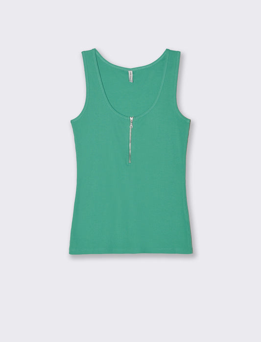 Top con zip da donna - Verde smeraldo