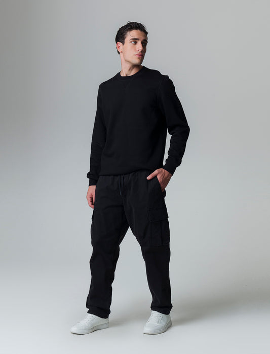 Man's relaxed twill cargo pants - Black