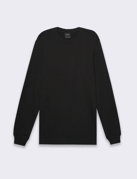 Felpa basic girocollo in cotone da uomo - Nero