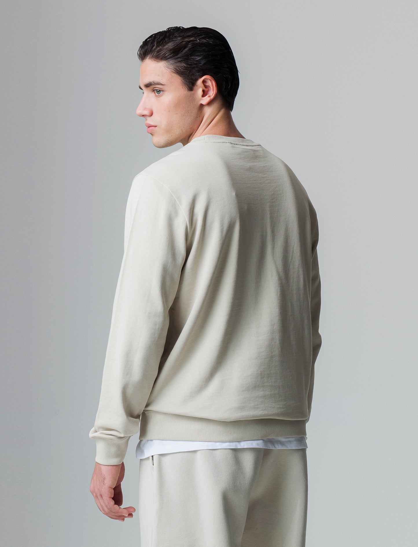 Felpa basic girocollo in cotone da uomo - Grigio ghiaccio