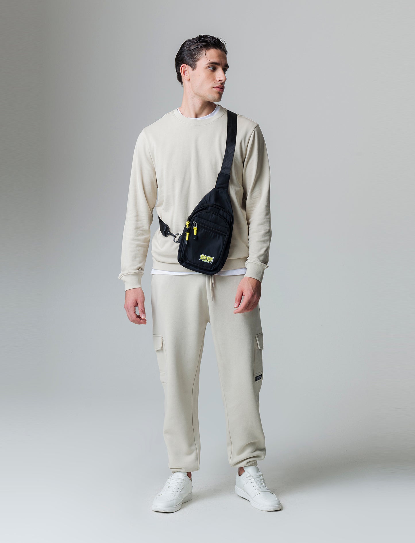 Felpa basic girocollo in cotone da uomo - Grigio ghiaccio