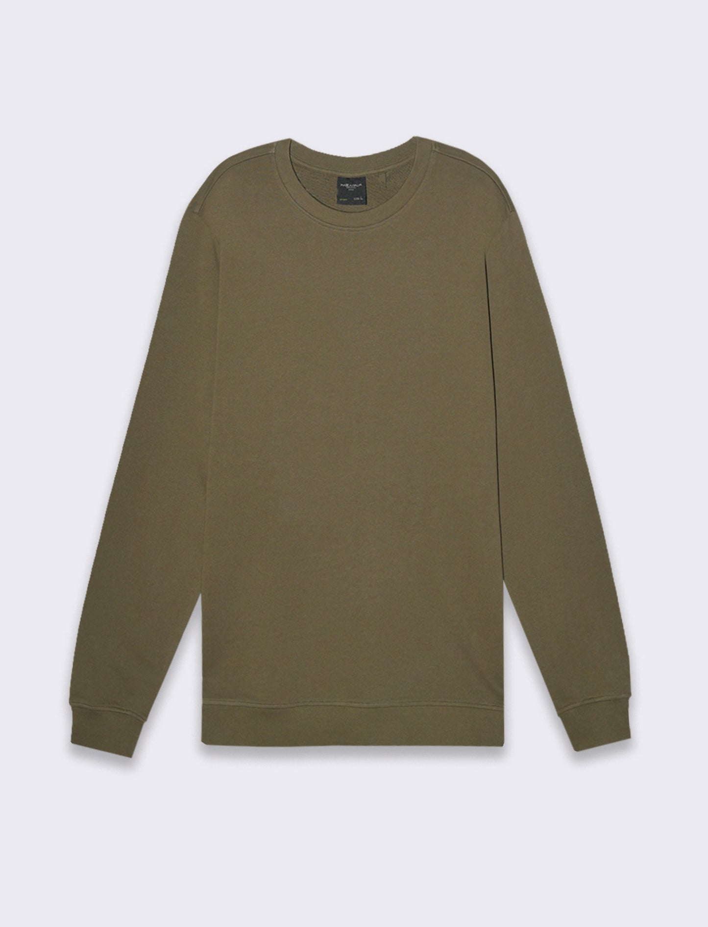 Felpa basic girocollo in cotone da uomo - Verde kaki