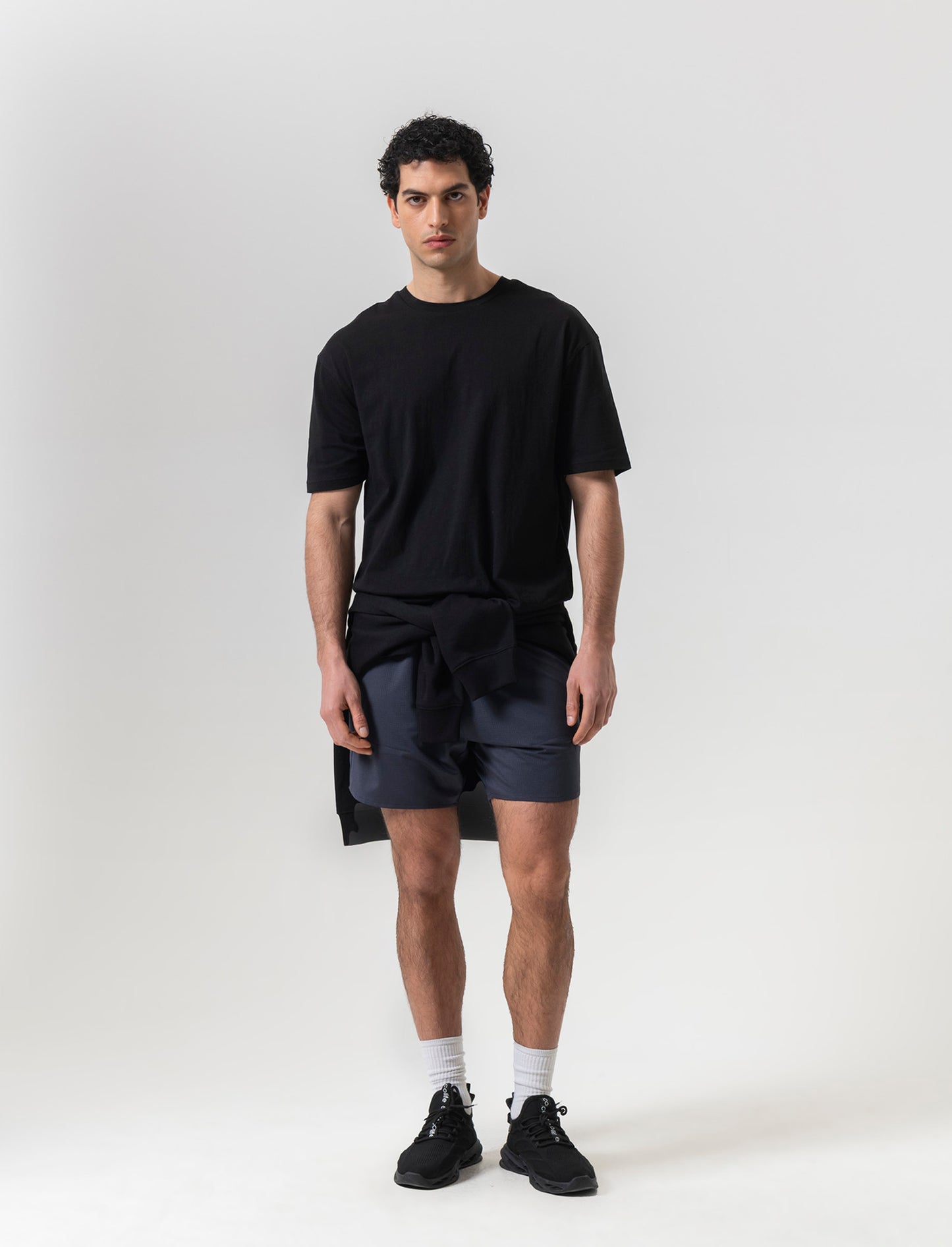 T-shirt basic in cotone boxy fit da uomo - Nero