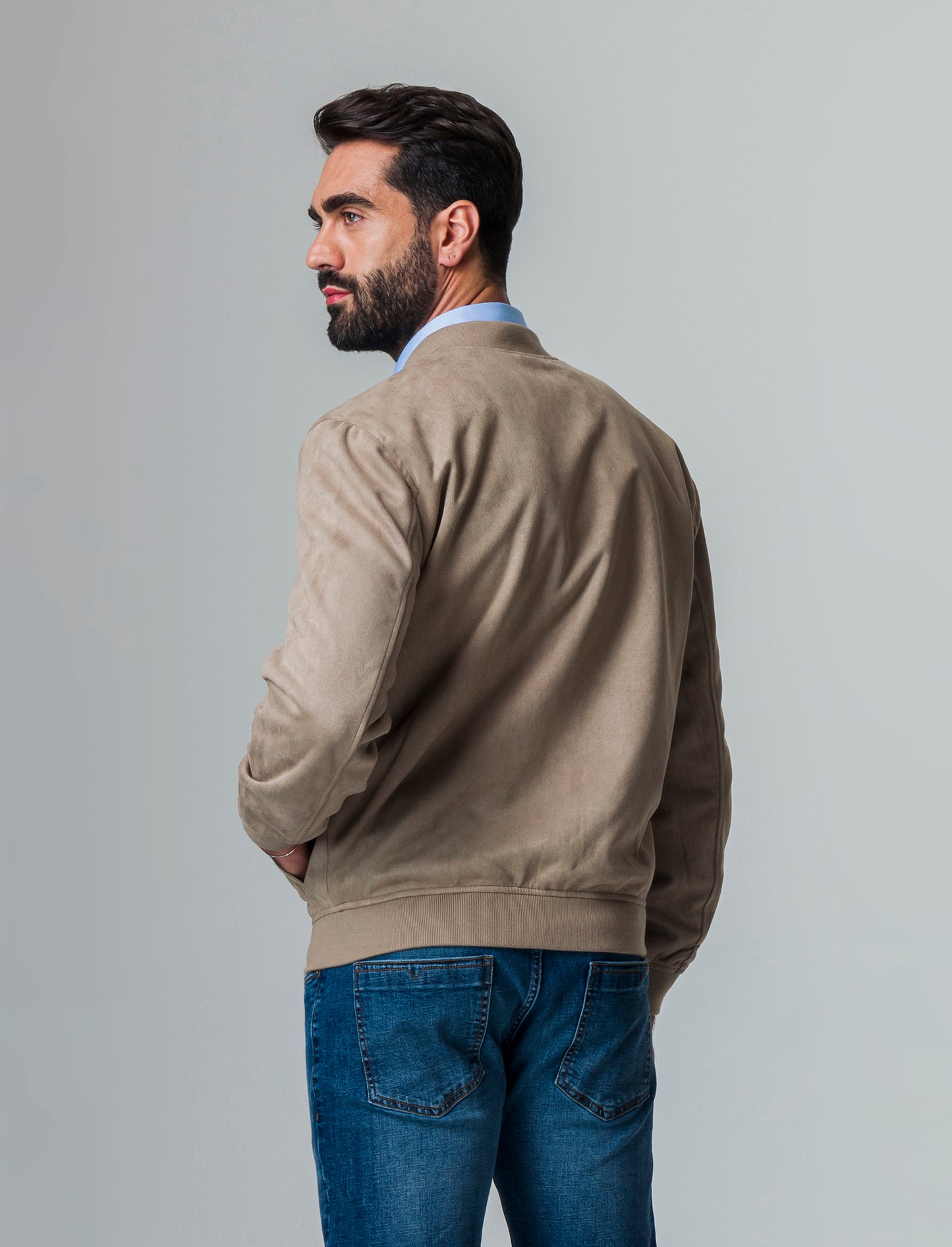 Man's suede effect bomber jacket - Beige