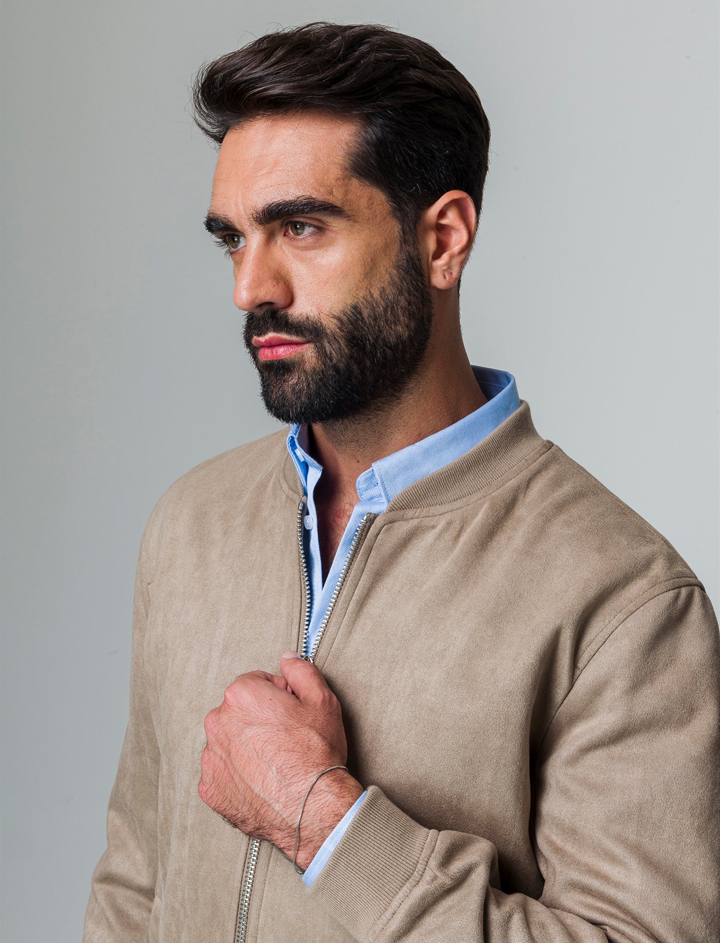 Man's suede effect bomber jacket - Beige