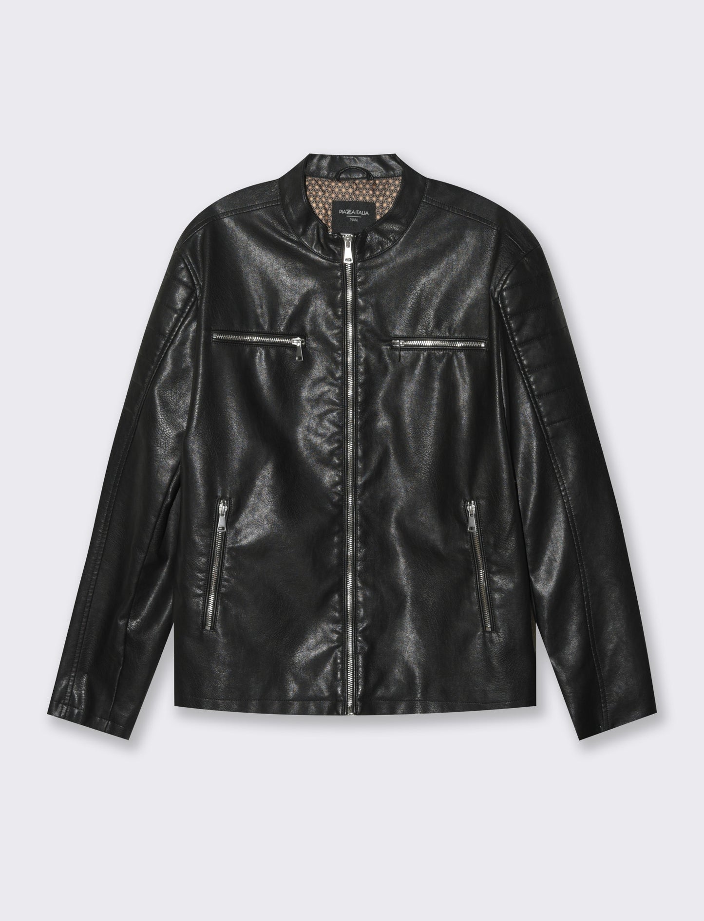 Giubbotto biker effetto pelle da uomo - Nero