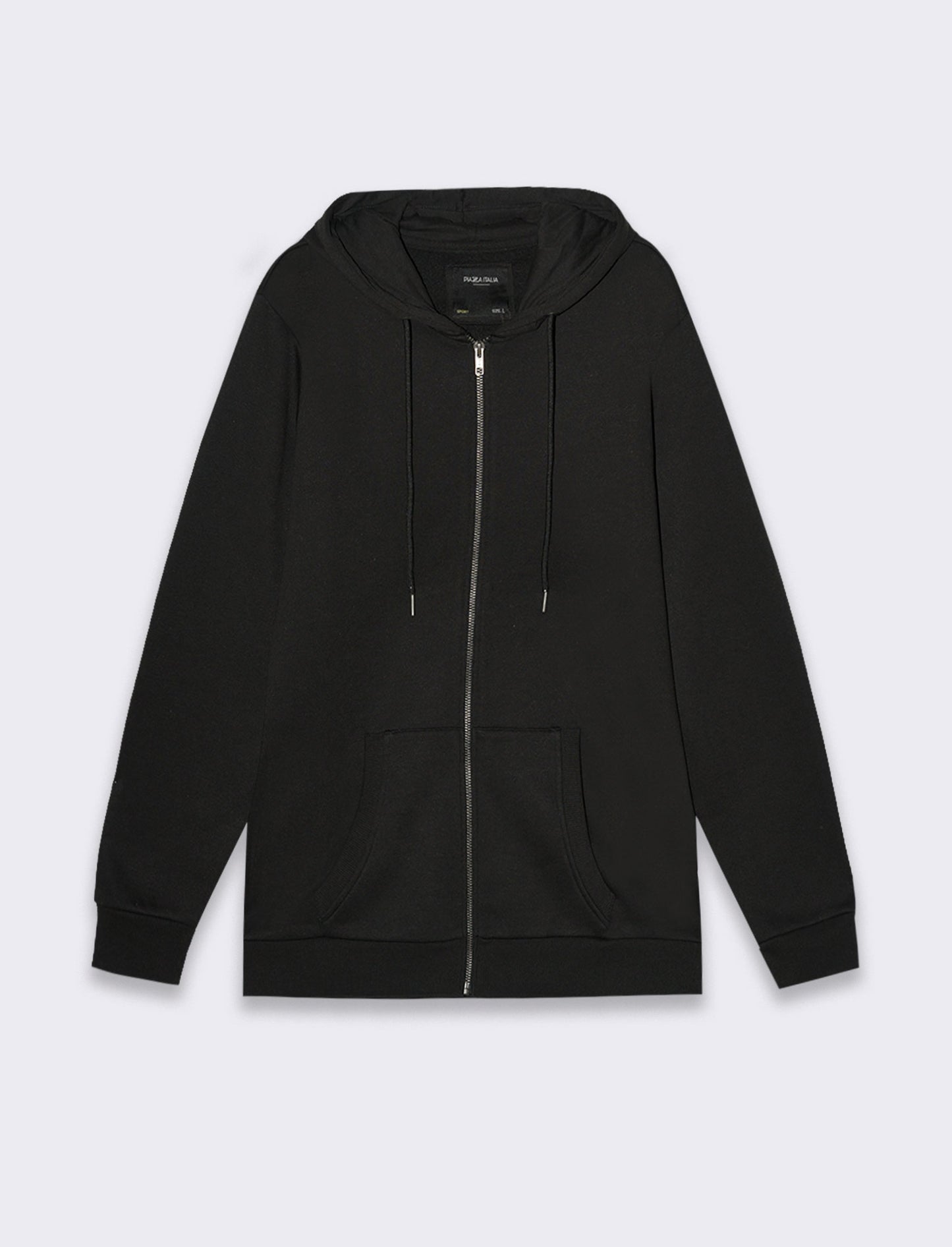 Felpa basic con cappuccio e cerniera da uomo - Nero