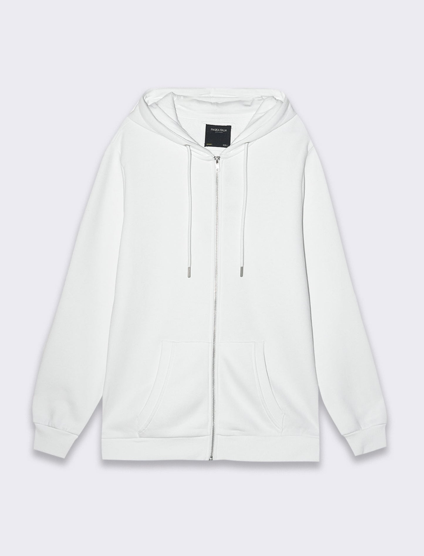 Felpa basic con cappuccio e cerniera da uomo - Bianco