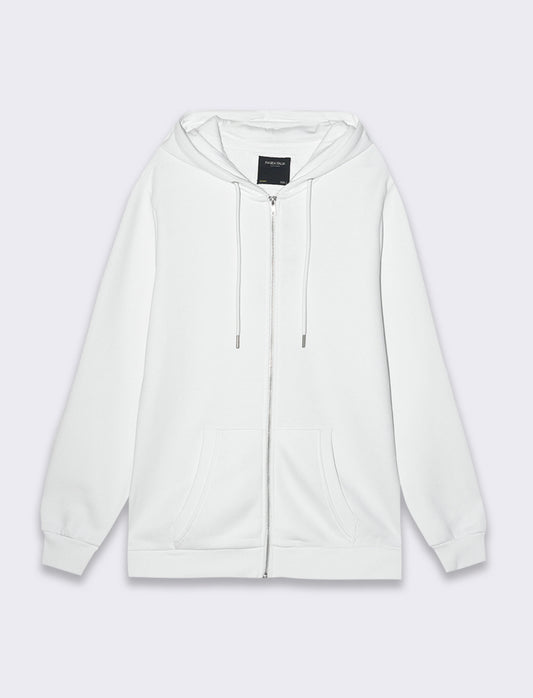 Felpa basic con cappuccio e cerniera da uomo - Bianco